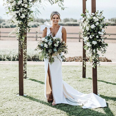 V Neck Wedding Dresses with Slit Side