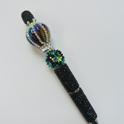 Coloful black balloon rhinestone beaded pen