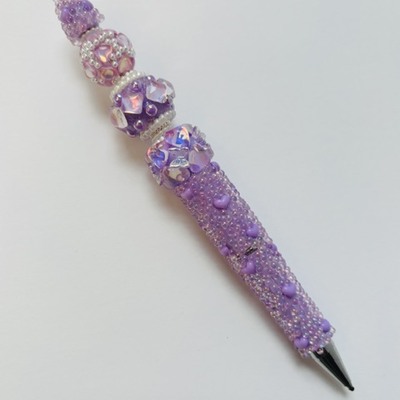 Lavender rhinestone beaded pen