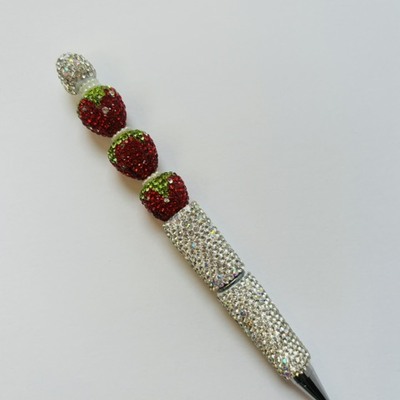 Strawberry rhinestone beaded pen