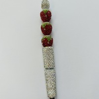Strawberry Rhinestone Beaded Pen - Thumbnail 1
