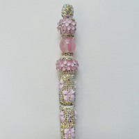 Lavender Rhinestone Beaded Pen - Thumbnail 1