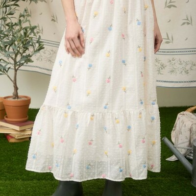 Floral embroidered midi skirt - Thumbnail 1