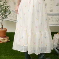 Floral Embroidered Midi Skirt - Thumbnail 1