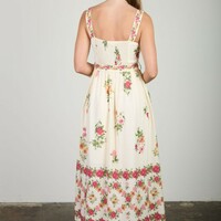 Floral Border Belt Dress - Thumbnail 2