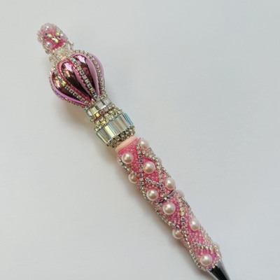 Pink balloon rhinestone beaded pen