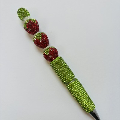 Strawberry rhinestone beaded pen