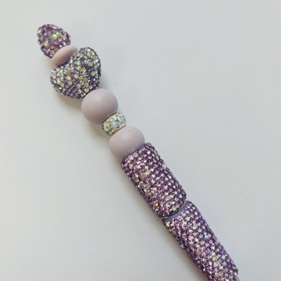 Lavender rhinestone beaded pen