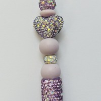 Lavender Rhinestone Beaded Pen - Thumbnail 1