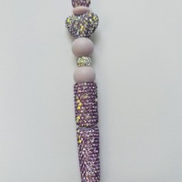 Lavender Rhinestone Beaded Pen - Thumbnail 2