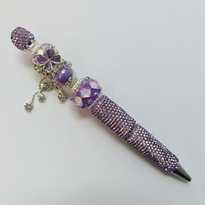 Lavender rhinestone beaded pen