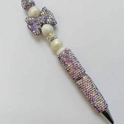 Lavender rhinestone beaded pen