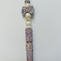 Lavender Rhinestone Beaded Pen - Thumbnail 1