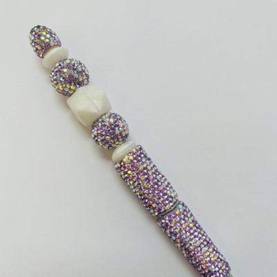 Lavender rhinestone beaded pen