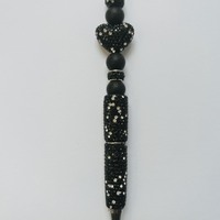 Black and White Rhinestone Beaded Pen - Thumbnail 2