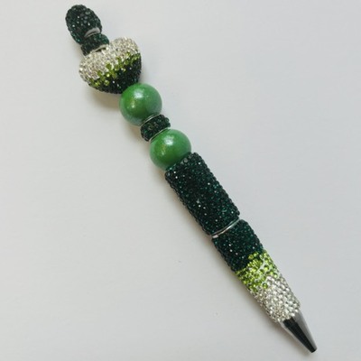 Dark green rhinestone beaded pen