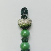Dark Green Rhinestone Beaded Pen - Thumbnail 1