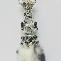 White Animal Print Rhinestone Beaded Pen - Thumbnail 2