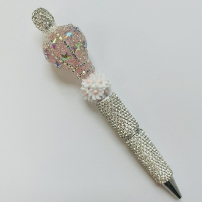 Pink balloon rhinestone beaded pen