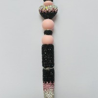 Black and Pink Gradient Rhinestone Beaded Pen - Thumbnail 1