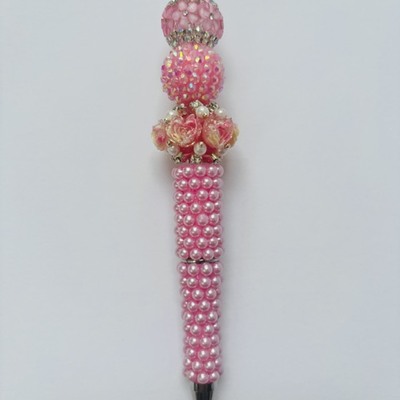 Pink pearl rhinestone beaded pen