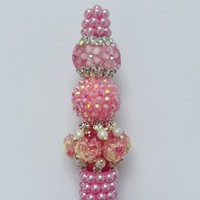 Pink Pearl Rhinestone Beaded Pen - Thumbnail 1