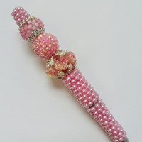 Pink Pearl Rhinestone Beaded Pen - Thumbnail 2