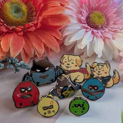 Batfam bats/birds filler enamel pins