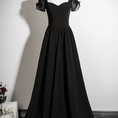 Black a-line long prom party dress