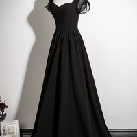 Black A-Line Long Prom Party Dress - Thumbnail 1