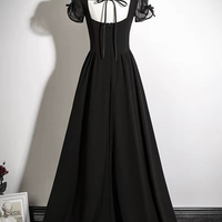 Black A-Line Long Prom Party Dress - Thumbnail 4
