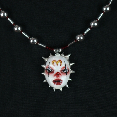 Handmade macis clown doll face necklace - Thumbnail 2