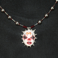 Handmade macis clown doll face necklace - Thumbnail 2