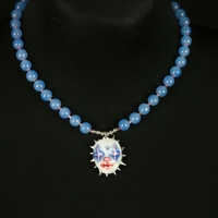 Handmade blue clown doll face necklace - Thumbnail 1