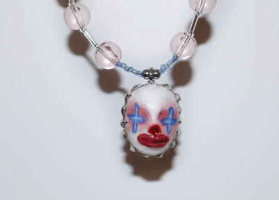 Handmade clown 'bubi' doll face necklace