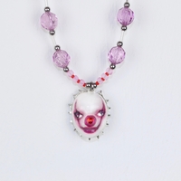 Handmade lilac 'IT' clown doll face necklace - Thumbnail 1