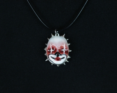 Handmade auguste clown doll face necklace