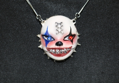 Handmade braces clown doll face necklace