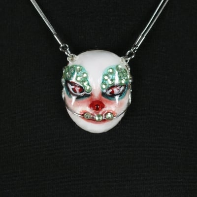 Handmade braces clown doll face necklace