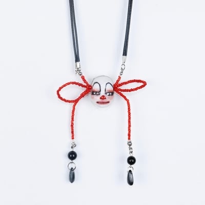 Handmade clown doll face necklace