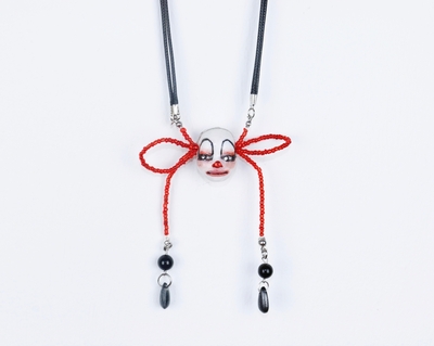 Handmade clown doll face necklace