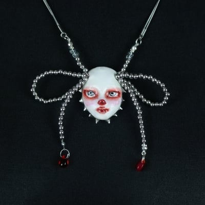 Handmade liza clown doll face necklace