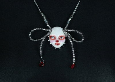 Handmade liza clown doll face necklace