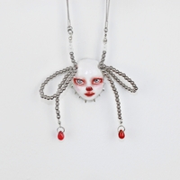 Handmade liza clown doll face necklace - Thumbnail 2