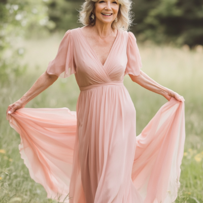 Beautiful pink chiffon ruffle mother of the bridal dress formal prom dress 