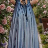 Vintage Ombre A Line Beaded Blue Prom Dresses - Thumbnail 1