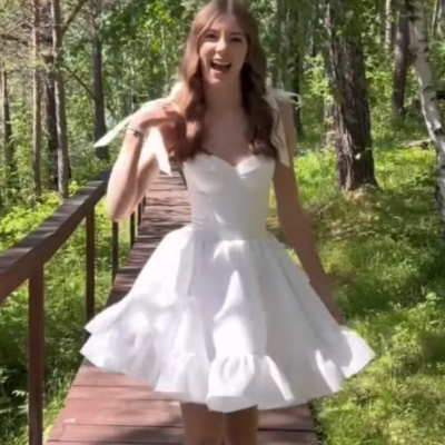Lovely white short mini prom dress with ruffles