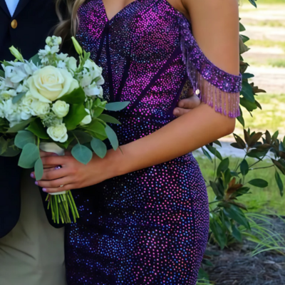 Off the shoulder sparkle bodycon short homecoming dress, purple mini dress