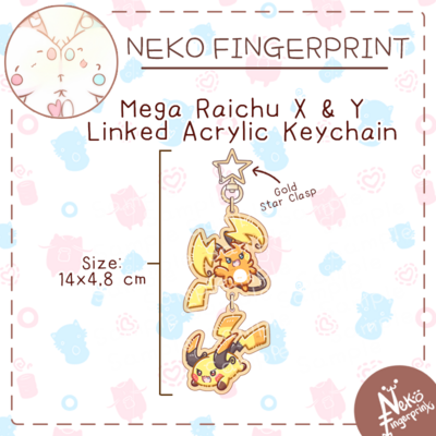 Mega raichu x & y linked acrylic charm