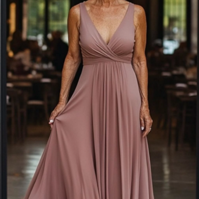 Simple a line v neck chiffon mother of the bridal dress evening gown